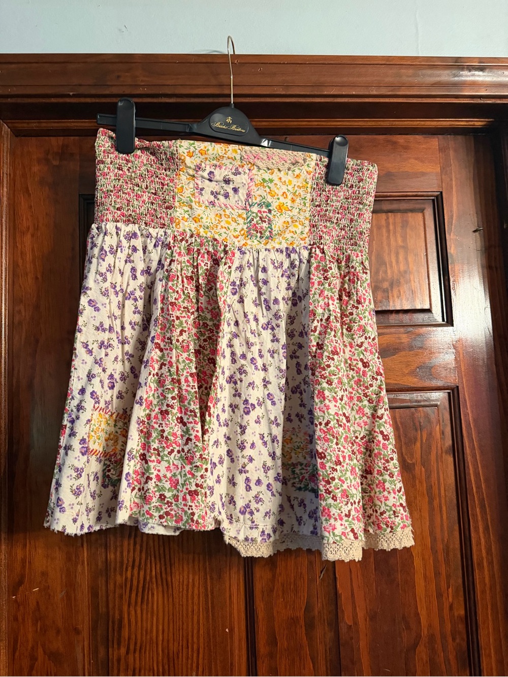 NATURAL LIFE Cream Floral Patchwork Circle Skirt with Purple & Pink Accents
